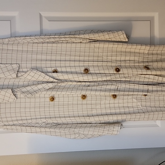 Free People lightweight check duster/trench coat - Picture 4 of 10